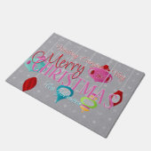 Retro Ornaments Grey Kerstdoormat Deurmat (Schuin)