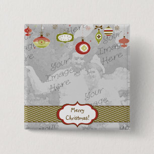 Retro Ornaments Photo Lijst Sjabloon Vierkante Button 5,1 Cm