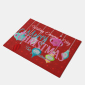 Retro Ornaments Red Kerstdoormat Deurmat (Schuin)