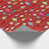 Retro Ornaments Red Kerstmis Cadeaupapier (Hoek)