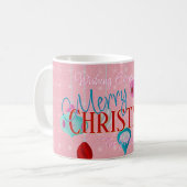 Retro Ornaments Roze kerstklep Koffiemok (Voorkant links)