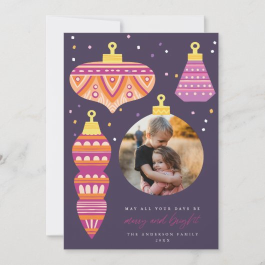 Retro Ornamnet Vakantiefotokaart Kaart (Voorkant)