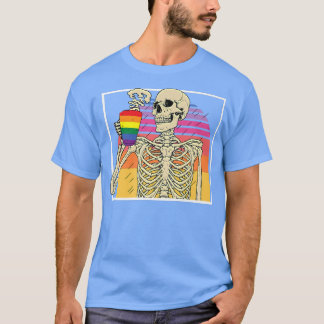Retro  Ortho Skeleton Coffee Drinker LGBTQ T-shirt