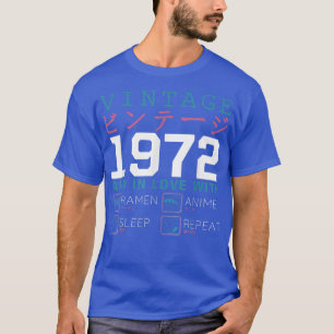 Retro Otaku Kanji 1972 Birthday Ramen Anim T-shirt