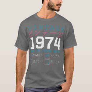 Retro Otaku Kanji 1974 Birthday Ramen Anim T-shirt