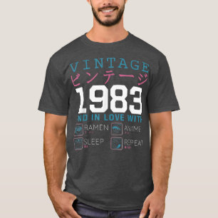 Retro Otaku Kanji 1983 Birthday Ramen Anim T-shirt