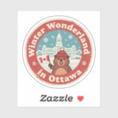 Retro Ottawa Beaver Winterpret Sticker (Vel)