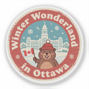 Retro Ottawa Beaver Winterpret Sticker