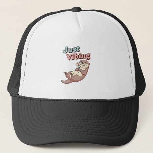 Retro Otter Easygoing Trucker Hat Trucker Pet (Voorkant)