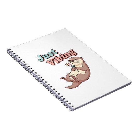 Retro Otter Just Vibing Lined Notebook Notitieboek (Rechterzijde)