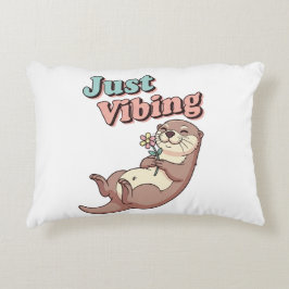 Retro Otter Just Vibing Rectangular Pillow Accent Kussen