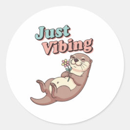 Retro Otter Just Vibing Vinyl Sticker