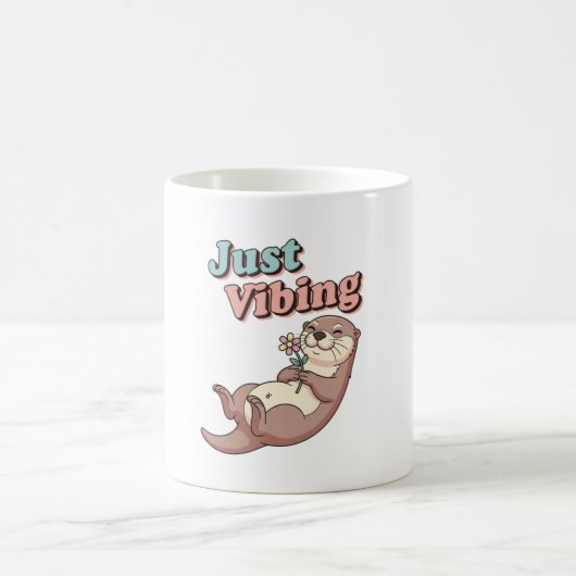 Retro Otter Just Vibing White Mug Koffiemok (Center)