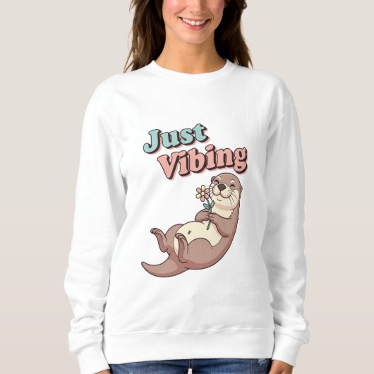 Retro Otter Just Vibing Women’s Sweatshirt (Voorkant)