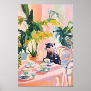 Retro Otter Poster, Otter Olie Schilderij, Vintage Poster