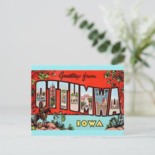 Retro Otumwa Iowa ansichtkaart Briefkaart (Staand voorkant)