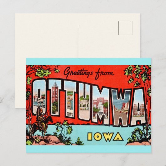 Retro Otumwa Iowa ansichtkaart Briefkaart (Voorkant / Achterkant)