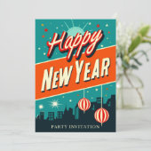 Retro Oud en Nieuw-feest Kaart (Staand voorkant)