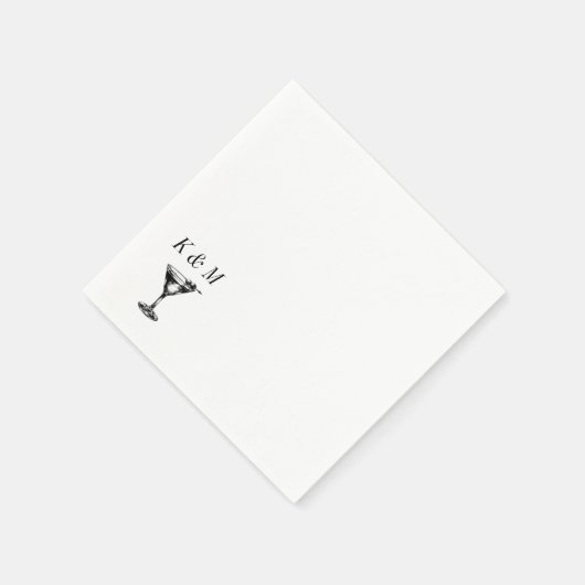 Retro Oud Geld Martini Hand Getrokken Aangepaste I Servet (Hoek)