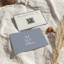 Retro Oud Geld Stofblauw QR Code Huwelijk