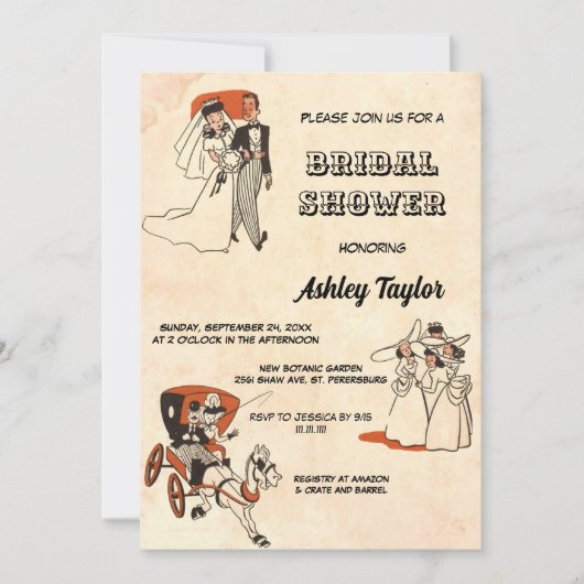 retro oud, met een stripteas omgeven Vrijgezellen Kaart (Voorkant)