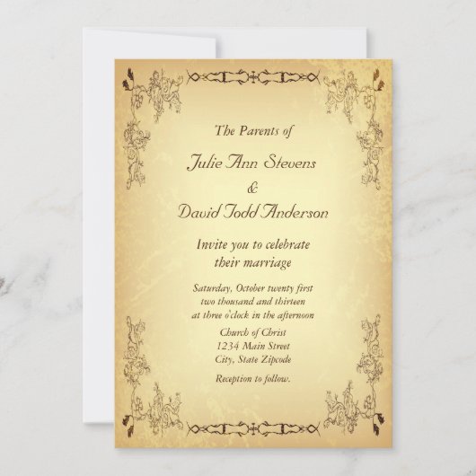 Retro  oud papier bruiloft kaart (Voorkant)