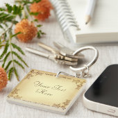 Retro oud papier sleutelhanger (Voorkant Rechts)