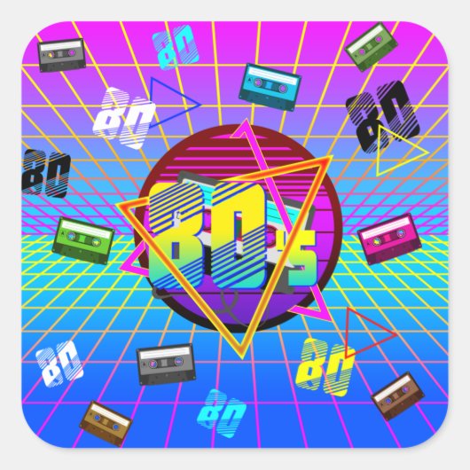 RETRO OUD SCHOOL CASSETTEBAND 80'S VIERKANTE STICKER (Voorkant)