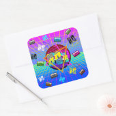 RETRO OUD SCHOOL CASSETTEBAND 80'S VIERKANTE STICKER (Envelop)