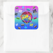RETRO OUD SCHOOL CASSETTEBAND 80'S VIERKANTE STICKER (Tas)