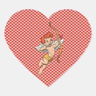 Retro/oud Valentijnsdag cupido Hart Sticker