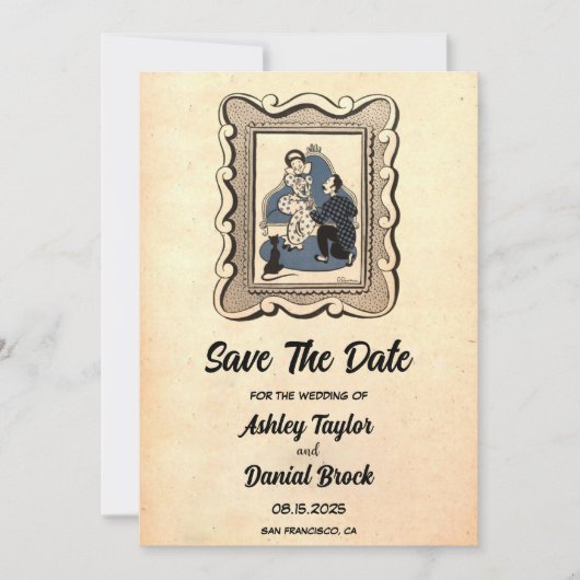  Retro Oud voorstel Weddenschap opslaan Datum Kaart (Voorkant)