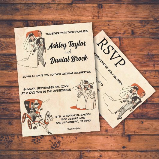  retro oude cartoon 50s stripverhaal kaart