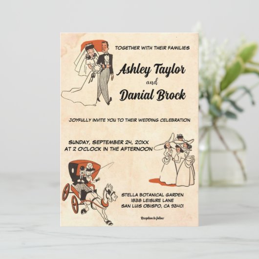  retro oude grappige 50s stripverhaal kaart (Staand voorkant)