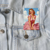 Retro Oude Hollywood Glamour Blonde Vrouw Pin-up A Button (Insitu)