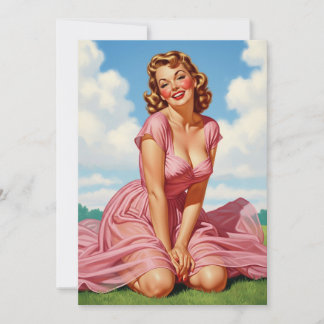 Retro Oude Hollywood Glamour Blonde Vrouw Pin-up A Kaart