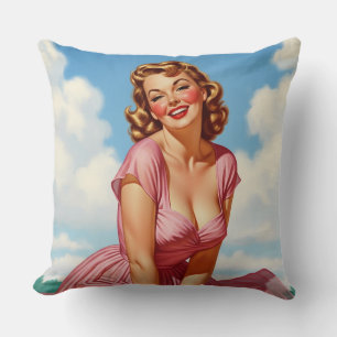 Retro Oude Hollywood Glamour Blonde Vrouw Pin-up A Kussen
