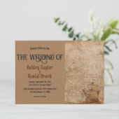  Retro Oude Kaart Scheepsbestemming Trouwen (Staand voorkant)