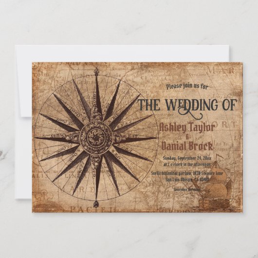  Retro Oude Kaart Ship Classic Wedding (Voorkant)