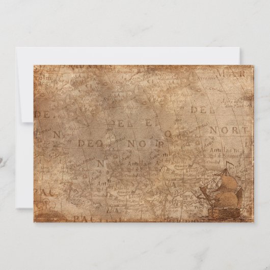  Retro Oude Kaart Ship Classic Wedding (Achterkant)