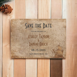 Retro Oude Kaart Ship Classic Wedding