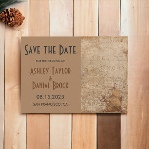 Retro Oude Kaart Ship Classic Wedding