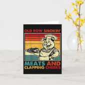 Retro oude rij rokende vleessoorten en klappende w kaart (Gele Bloem)