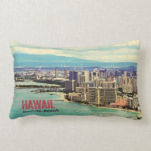 Retro Oude Uitzicht Hawaii Oahu Eiland Waikiki Str Kussen