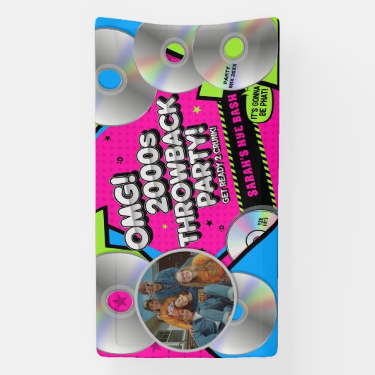 Retro oudejaarsavond 2000 Throwback Party Banner (Verticaal)