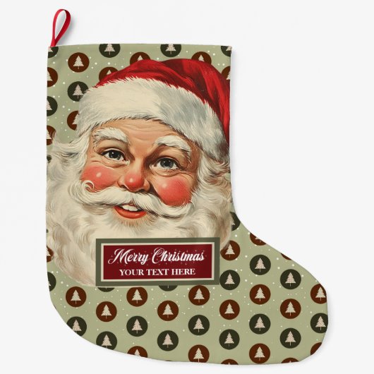 Retro Ouderwetse Kerstman Kerstkous Grote Kerstsok (Voorkant)