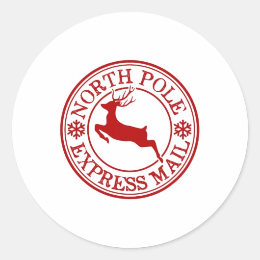 Retro Ouderwetse Noordpool Express Mail Reinde Ronde Sticker (Voorkant)