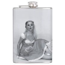 Retro  ouderwetse Pinup Babe Hip Flask