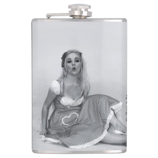 Retro ouderwetse Pinup Babe Hip Flask Heupfles (Voorkant)
