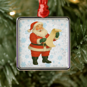 Retro ouderwetse vrolijke Kerstman Metalen Ornament
